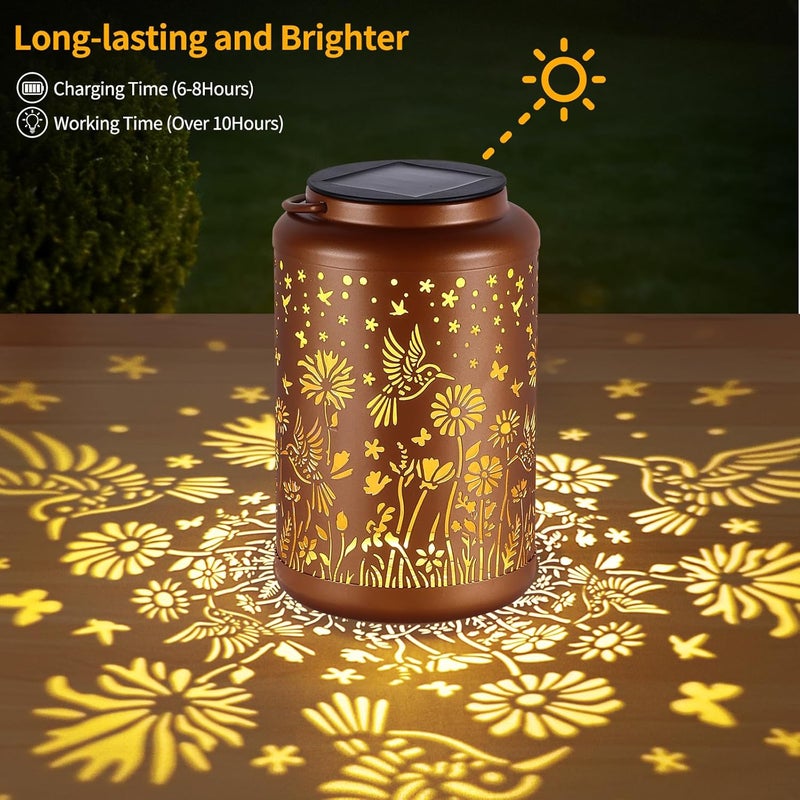 GOLFOEE Solar Lanterns Outdoor Waterproof Hummingbird Solar Lights Outdoor Waterproof for Garden, Backyard, Patio Decor, Birthday Gifts for Women Mom Grandma, Hanging Garden Lights for Outside - Image 5